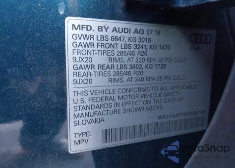 2019 Audi Q7 Prestige z USA, uszkodzony, nr VIN WA1VAAF75KD000126